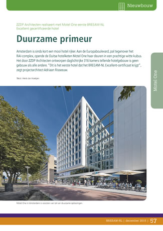 ZZDP Architecten realiseert eerste BREEAM-NL Excellent gecertificeerde hotel | BREEAM NL Magazine